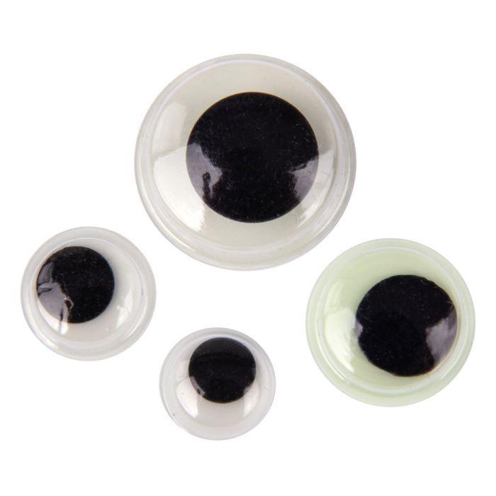 Yeux mobiles - 40 pièces - Brille dans le noir - Tailles 10, 12, 15 et 20 mm