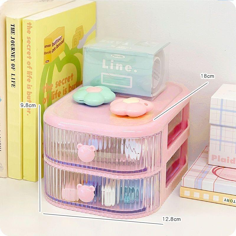 Desktop Multi-layer Drawer Storage Box Organizer Desktop Stationery Box Pen Holder Cute Children's Hair Accessories Storage Rack