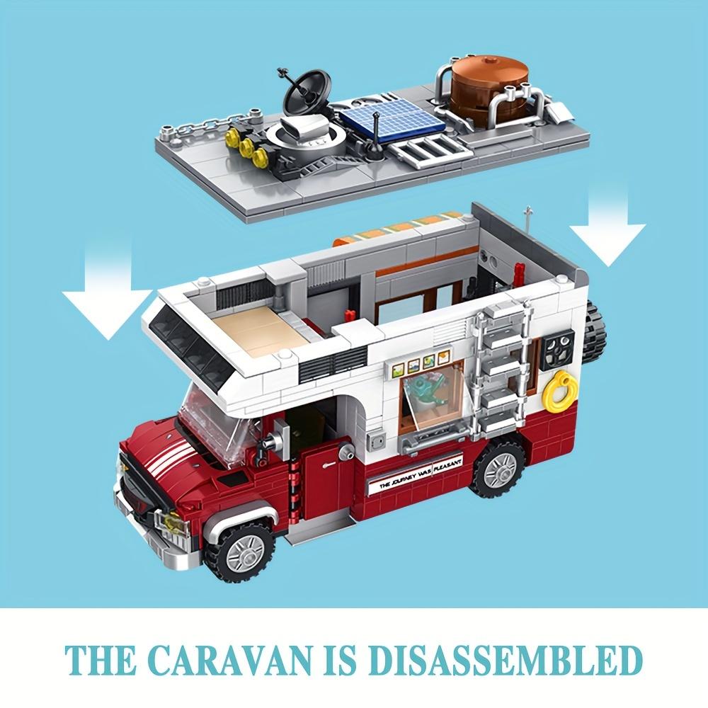 Detachable Camper Block Set LED Lights Stackable Toys with Outdoor Cookware Block Puzzle Toys with Lights Children's Gifts