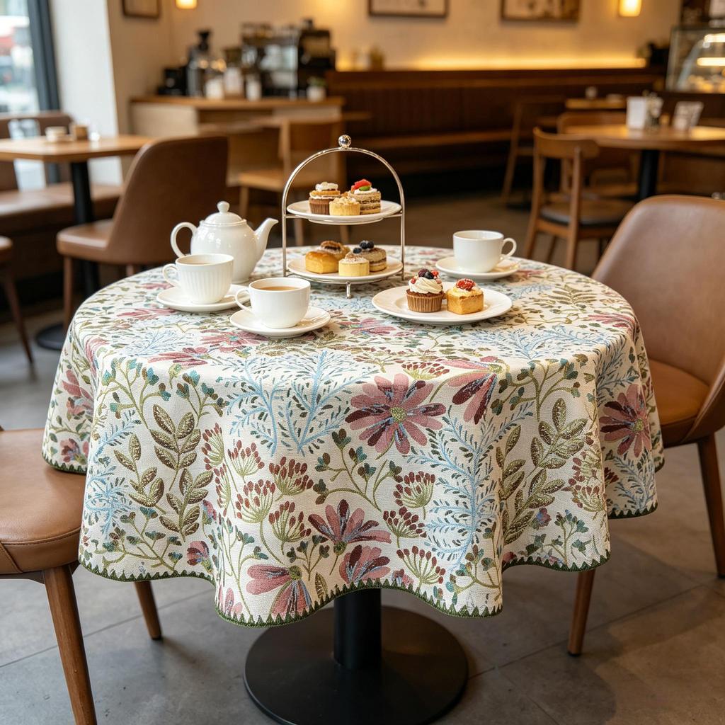 Daily Dining Kitchen and Casual Party Durable Reusable Fabric Small Round Table Cloth