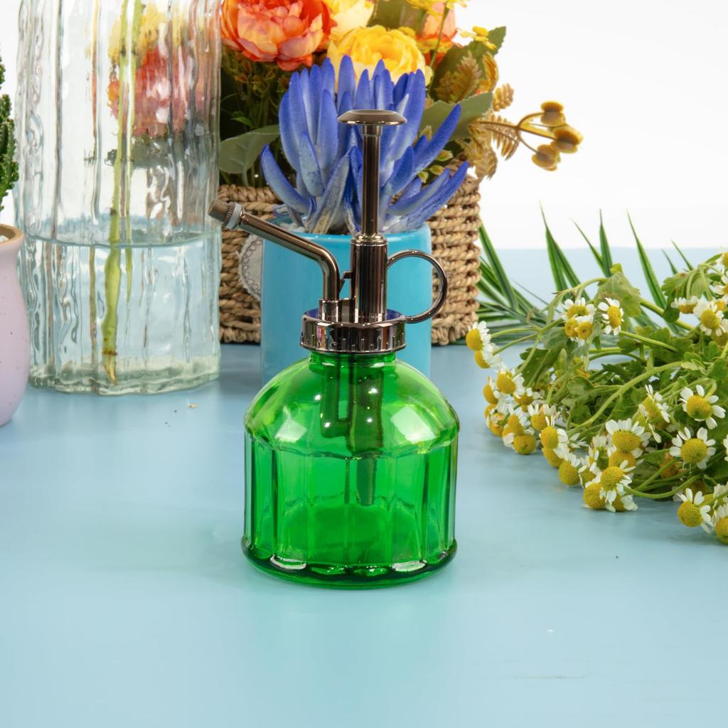 SinRenn Glass Watering Can, 250ml, for Houseplants, Gardening, Cleaning, Ultra-Fine Mist, Home Decor, Plants, Gift, Glass Liquid Spray Bottle,