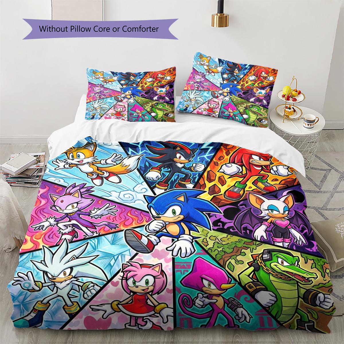 

Hedgehog Sonic Pattern Bedding Quilt Set Quilt Cover Pillowcase Home Decoration Birthday Gift (1 * duvet cover + 2 * pillowcase, without core) 135x200cm