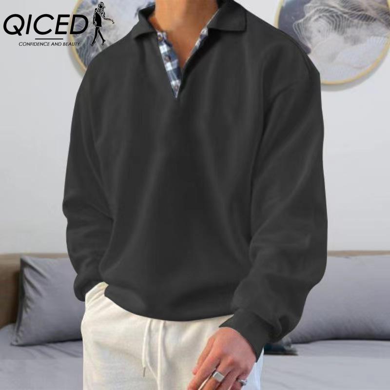 QICED Cotton Long Sleeve T-shirt Men's Fashion Loose Shirt Printed Compassionate Shirt
