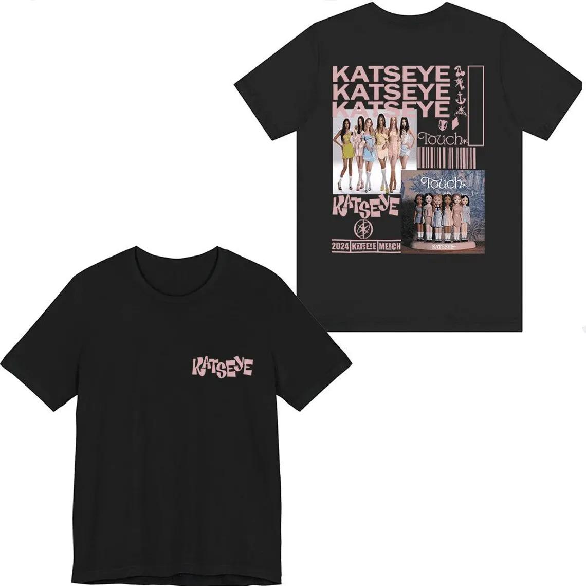 K Pop Vrcholy Katseye Merch Dotyková Ilustrácia Rock and Roll Hip-hop Rap Vrchol High Street Športový Bežný Tričko Pánske Dámske Párové M gray
