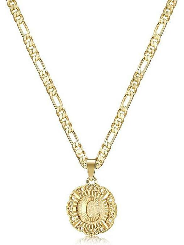 Versatile Alphabet Pendant Figaro Chain Necklace - High-End Light Luxury Clavicle Chain, 26 Letters Available