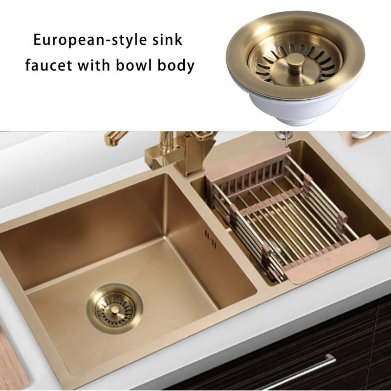European Style Steel Sink Drain Bathroom Kitchens Corrosion Resistant Retro Designs Easy Installation for Household