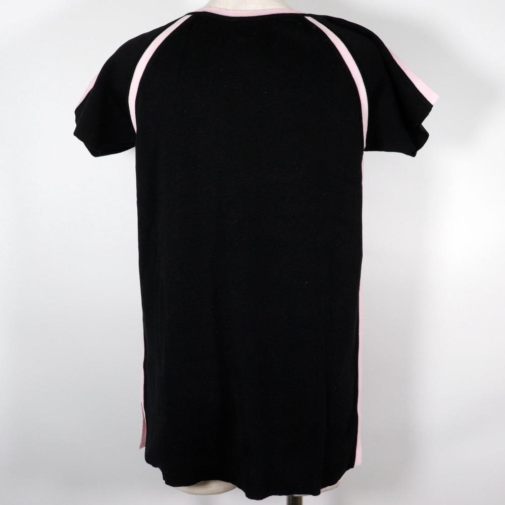 Chanel Sports Line Short Sleeve Shirt P21361V01278 Summer Knit Black / Pink Cotton Women Used