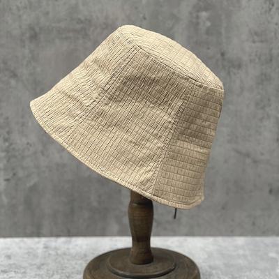 Japanese Simple And Versatile Basic Bubble Grid Bucket Hat Women'S Spring And Summer Thin Solid Color Bucket Hat Showing Washbasin Hat