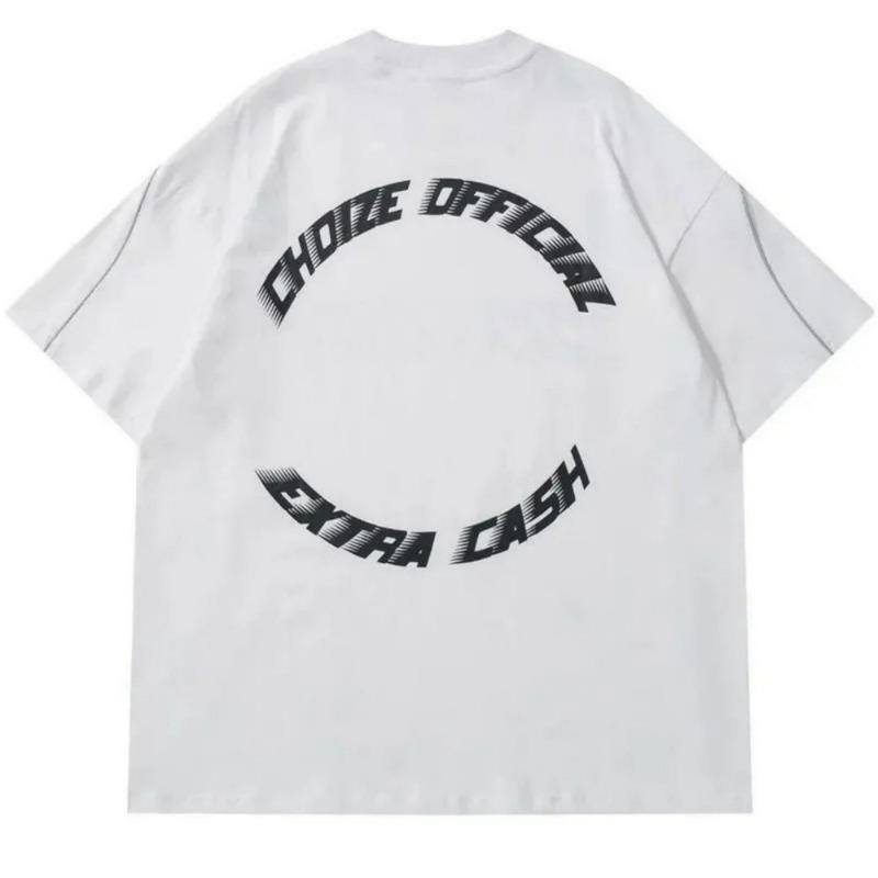 Moda uomo nuova T-shirt traspirante e comoda a girocollo con stampa di lettere top casual per fotografia all'aperto high street