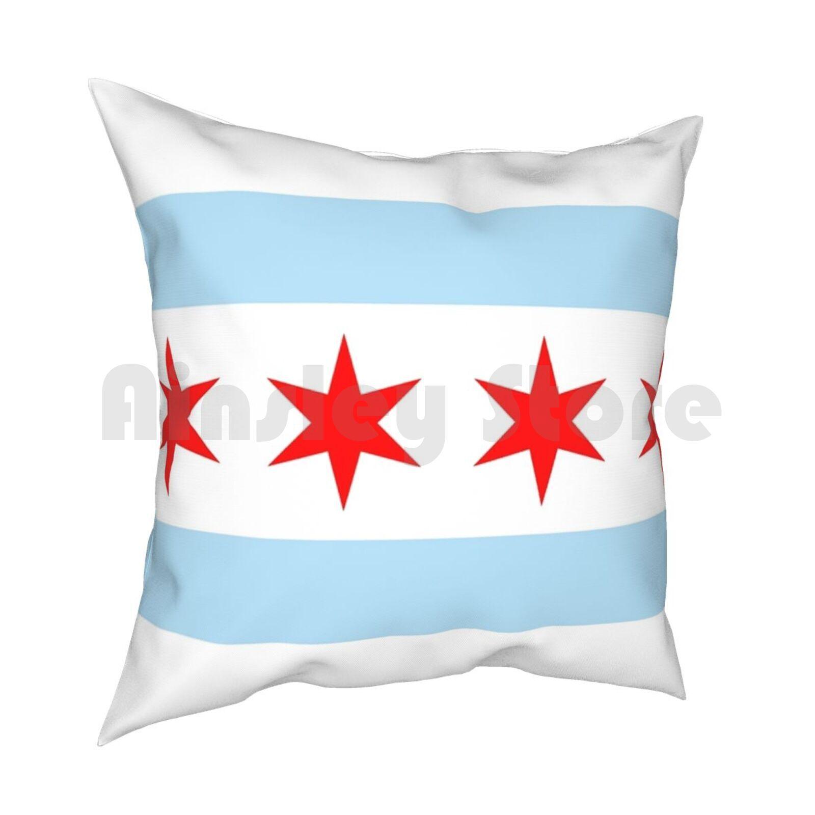 Chicago City Flag Of Illinois Sticker And More Pillow Case Printed Home Soft Throw Pillow Chicago City Of 30x30cm 12x12in
