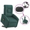 Massage Recliner with Rising Function Dark Green Fabric