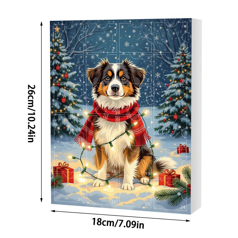 2D Acrylic Puppy Pendant Christmas Ornaments Advent Calendar 24-Day Countdown Calendar Dog Charm For Christmas Tree Decoration