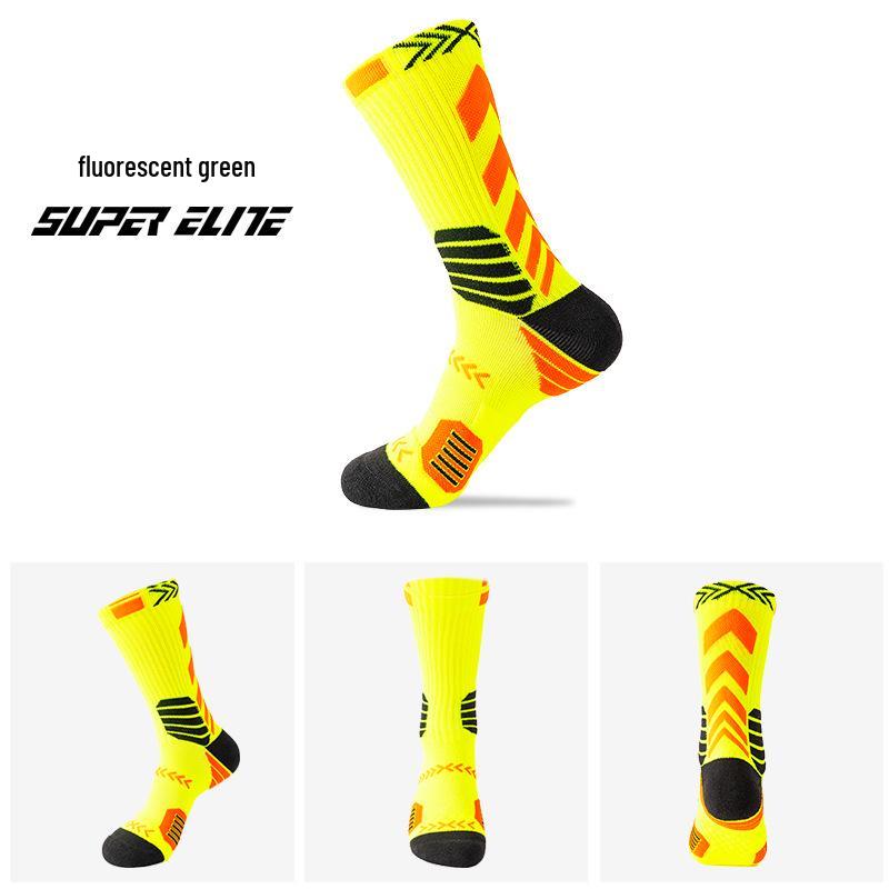Men's Elite Trendy Colorblock Basketball Socks - Sweat-Absorbent, Breathable, Terry Bottom Sports Socks