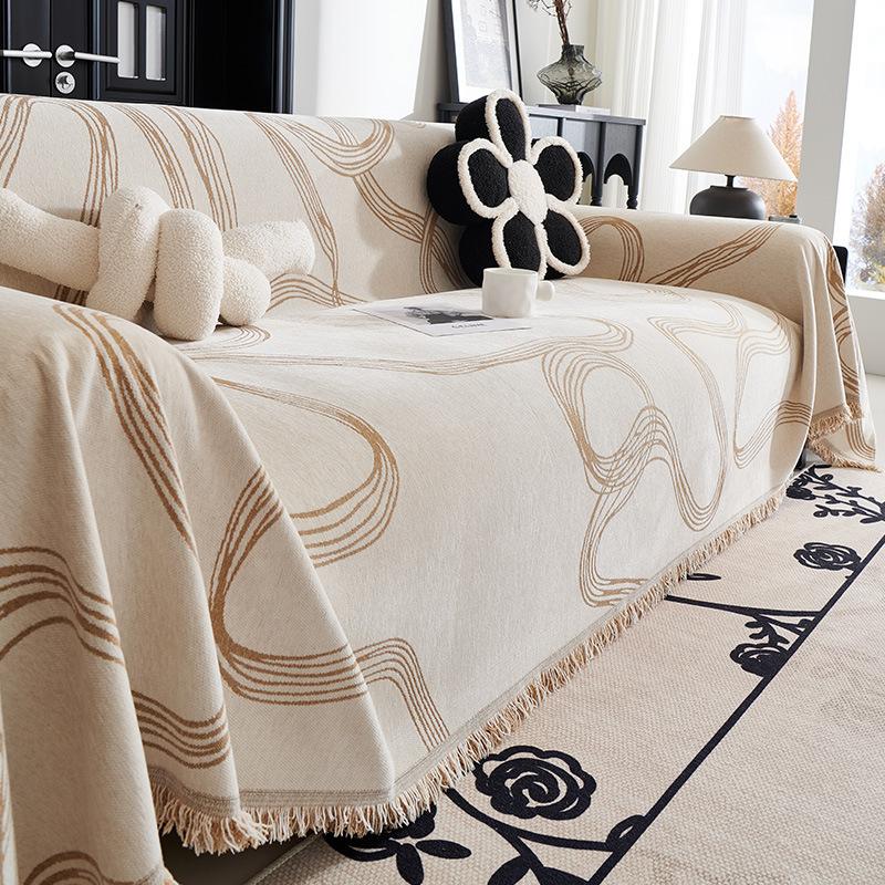 

Полотенце для дивана из шенилла с гофрированными линиями, современное, простое, всесезонное, универсальное, чехол для диванной подушки, одеяло, полное покрытие, чехол для дивана 180*130cm