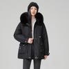 Women's Hair Collar Hooded Windproof Lightweight Thickened Fluffy Warm Warm Cold Medium-length Casual Sports Jacket Parka Cotton Jacket