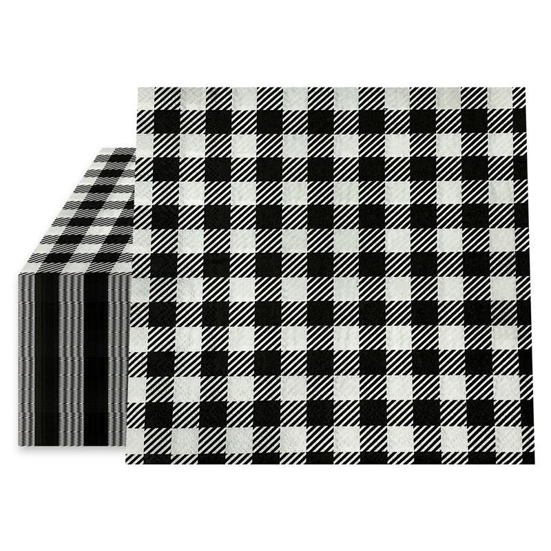 20Pcs Classic Vintage Plaid Checkered Printed Disposable Dinner Napkin Paper Birthday Wedding Party Decoration
