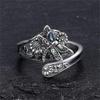 1 Pcs Vintage Ring Flower Dragonfly Blue Opal Open Adjustable Rings Jewelry Birthday Gift For Women Men