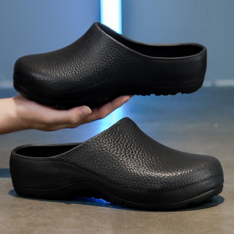 Waterproof Chef Shoes for Men Cheap Rubber Slippers Slides Half Shoes Closed Toe Clogs Garden Footwear Restaurant Working Beach