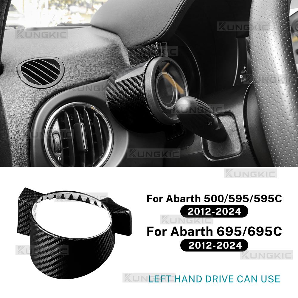 

For Abarth 595 695 595C 695C 2012-2020 2021 2022 2023 2024 Real Dry Hard Carbon Fiber Sticker LHD Boost Gauge Cover Trim For Abarth 695C