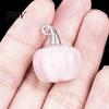 Mini Carved Pumpkin Ornaments Natural Crystal Pendant, Stone Charm with Halloween Party Supplies Metal Hook, Micro Landscape Decor, Holiday