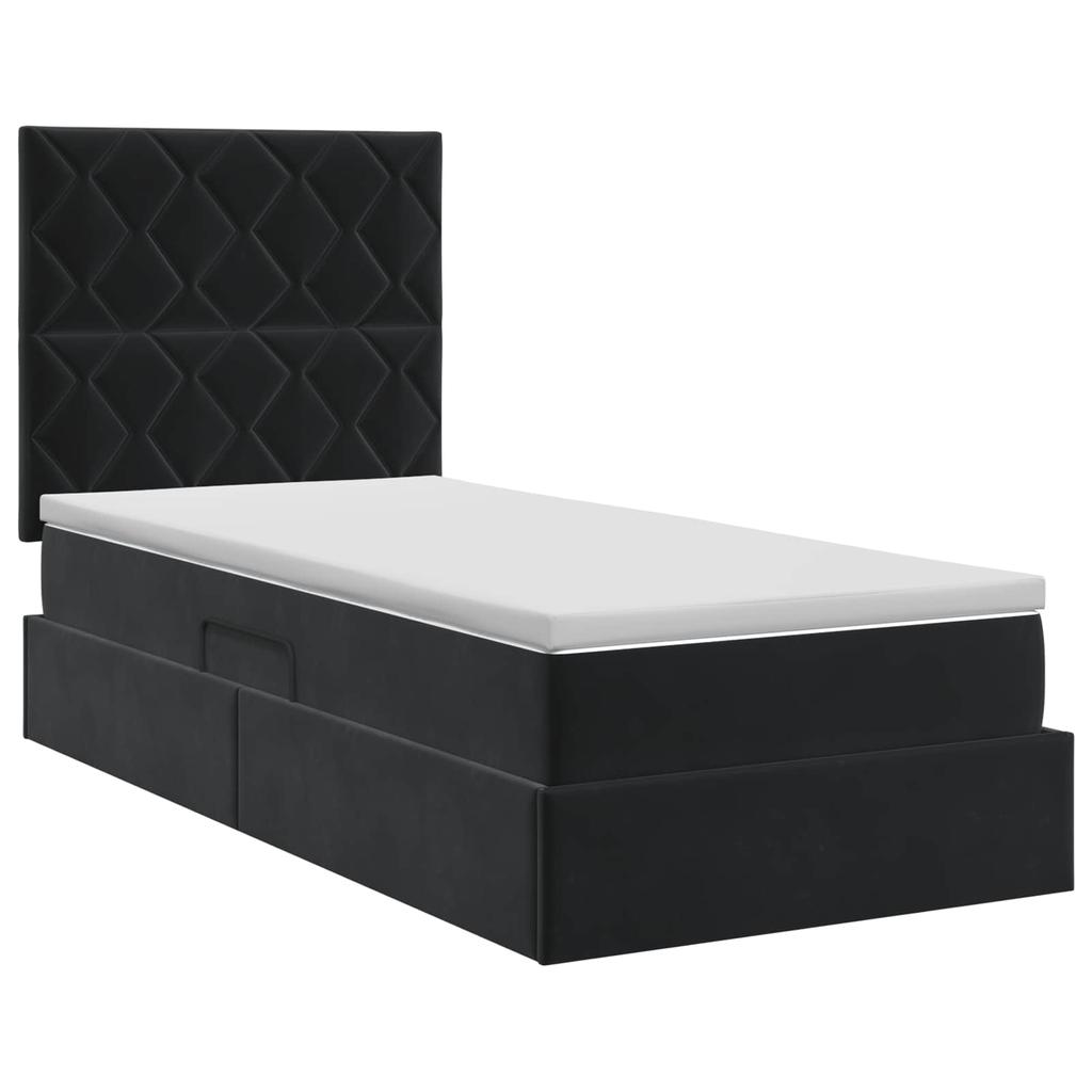 Storage Bed with Mattress Black 90 X 200 Cm Velvet