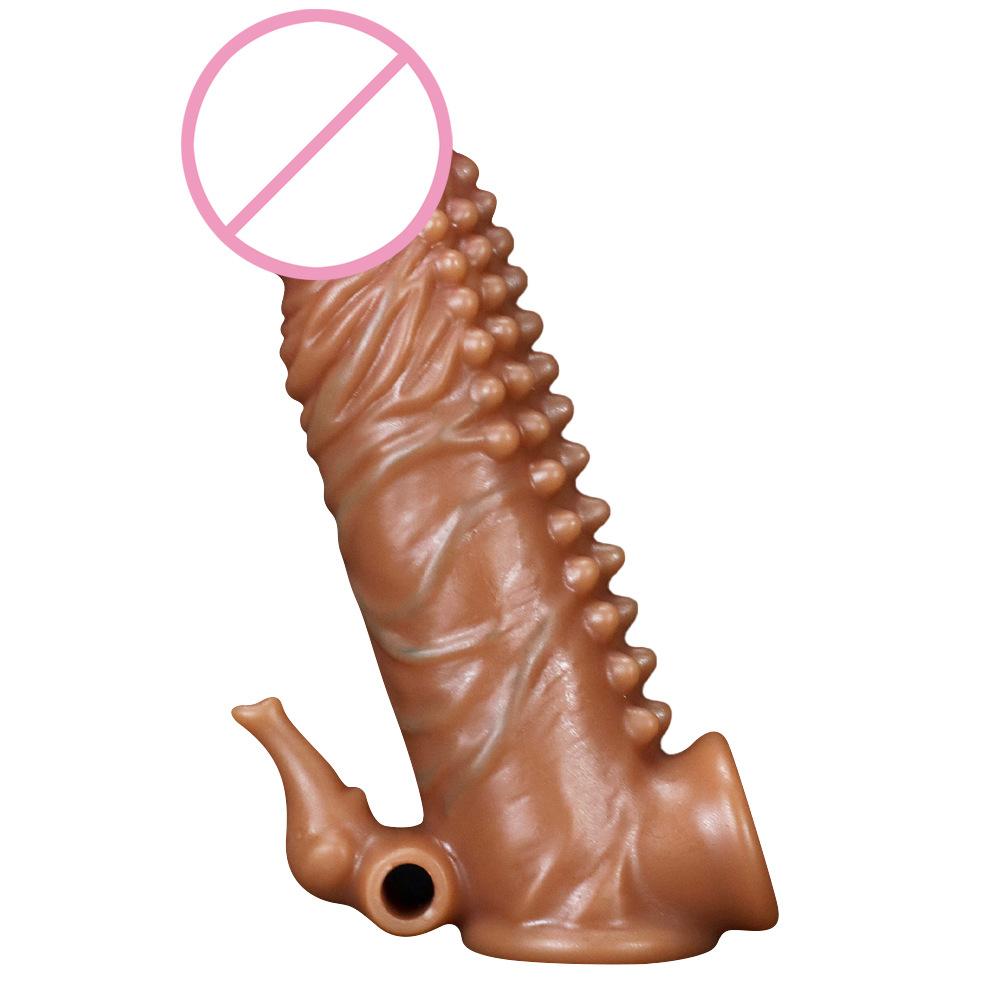 Male Penis Condom Extended Enlarged  Hollow  and Thickened Glans Condom for Sexual Pleasure  Silicone Long-lasting Penis Condom