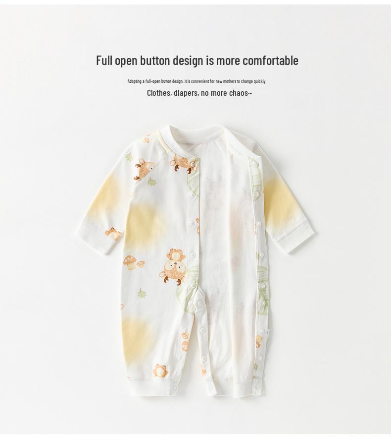 Pure Cotton Baby Romper: Open Front, Class A, for 0-12 Months, Spring/Autumn, Newborn Outerwear, Crawling Suit, Single-Layer Base.