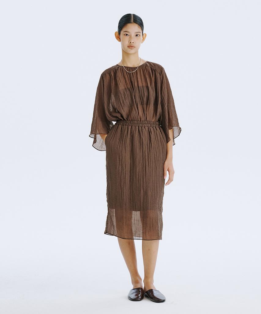 Bundercammer Sheer Banding Skirt_Brown