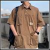 Summer Japanese Polo Shirt Short Sleeved Polo Collar T-shirt Men's Trendy Brand High End Pi Shuai Multi Pocket Shirt Top