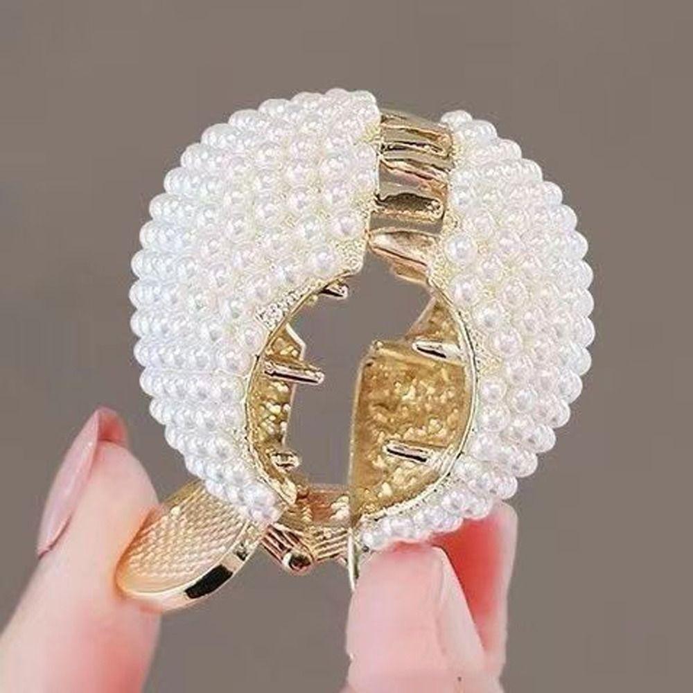 Pearl Rhinestone Hair Clip Headdress Hair Claws New High Ponytail Holder Women Girls