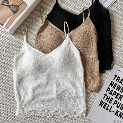 Women's Lace Camisole with Chest Pads - Versatile Autumn/Winter Inner & Outerwear