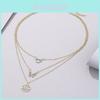 Elegant Gold Heart And Butterfly Eyes Necklace With Creative Geometric Design For Women