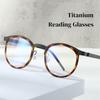 High Quality Pure Titanium Photochromic Anti Blue Light Reading Glasses For Men Woman With Oval Brand Design Presbyopia Glasses