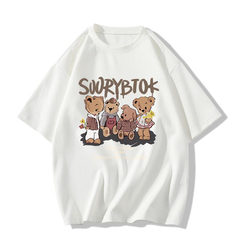 Letnia Moda Okrągły Dekolt Harajuku Y2K Luźny Casualowy Bawełniany T-shirt Damski Vintage Nadruk Pulower Topy