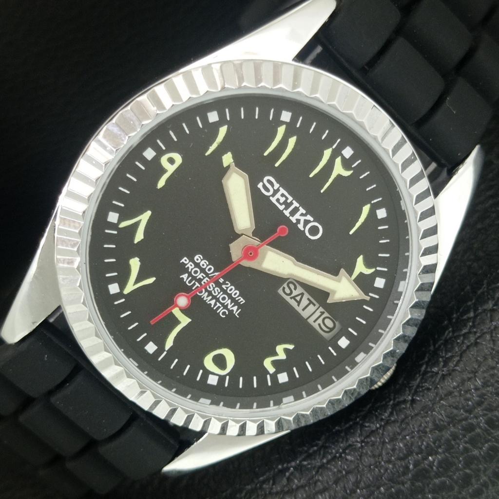 

REFURBISHED SEIKO AUTOMATIC 6309A VINTAGE JAPAN MENS BLACK DIAL WATCH a442561-1