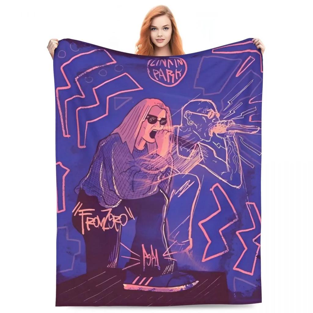 L-Linkin Rock Park Blanket Cover Fleece Super Warm Throw Blankets for Home Couch Bedroom Quilt