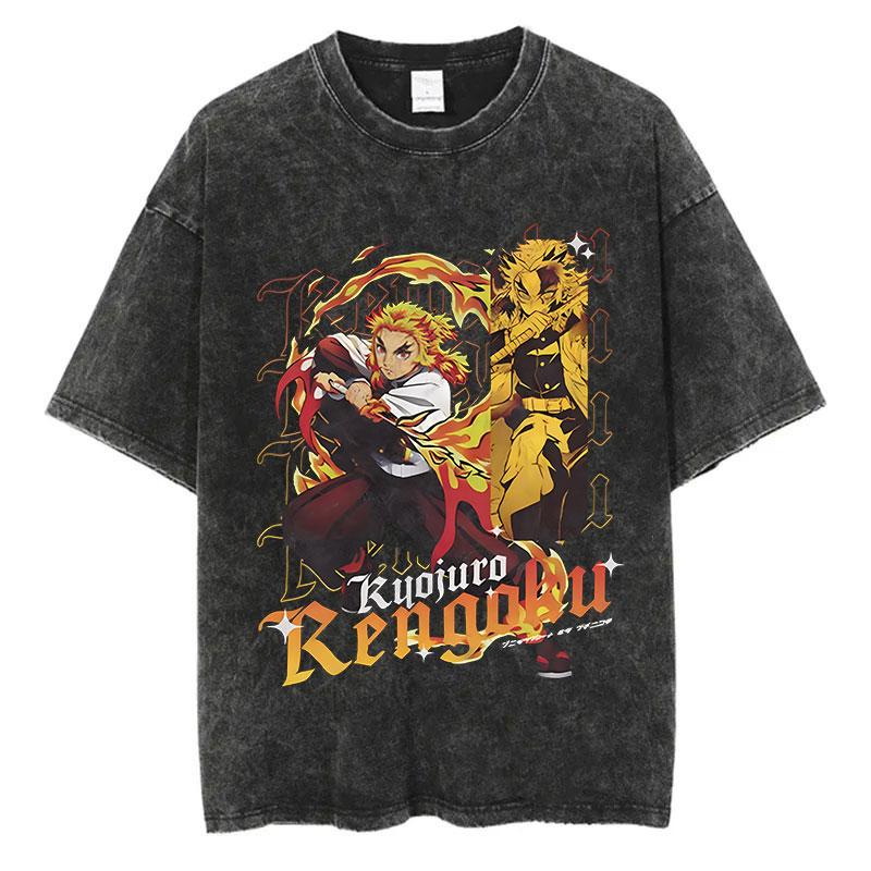 

Летняя футболка с принтом японского аниме, с коротким рукавом, мужская, женская, винтажная стирка, футболка оверсайз из хлопка с круглым вырезом 3XL