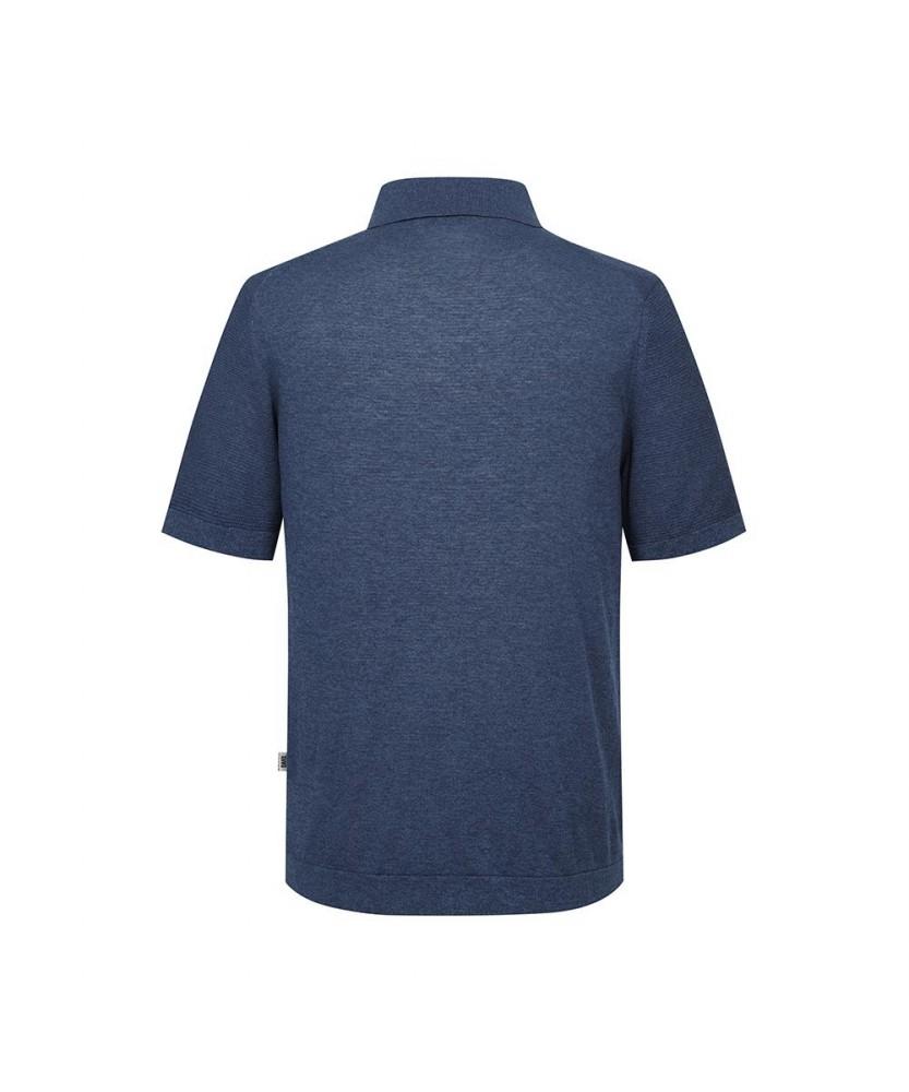 Dagseusyeocheu Cotton Blend Short Sleeve Collared Knit Navy_Dls1Swts101N1