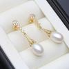Real Freshwater Drop Pearls Earring For Women,Natural White Pearl Earrings 18k Gold Korea Jewelry Fine Gift