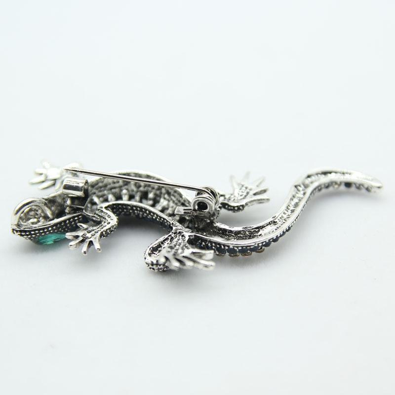 Retro Lizard Gecko Brooch Pin - Electroplated Silver Animal Collar Accessory for Men and Women