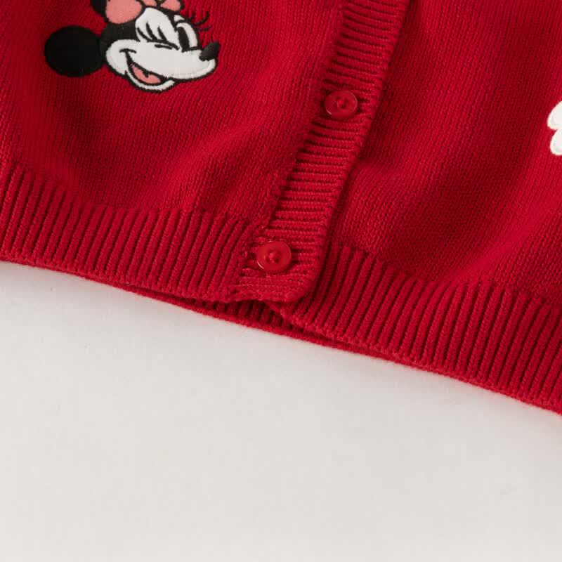DAVE&BELLA Disney IP Girls' Red Knitted Cardigan