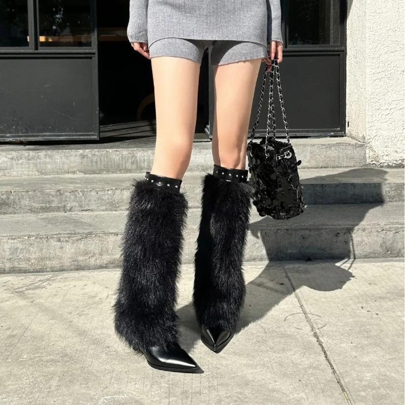 2025 Autumn and Winter New Mao Mao Warm Fashion Boots Pointed Willow Nail Stiletto Boots