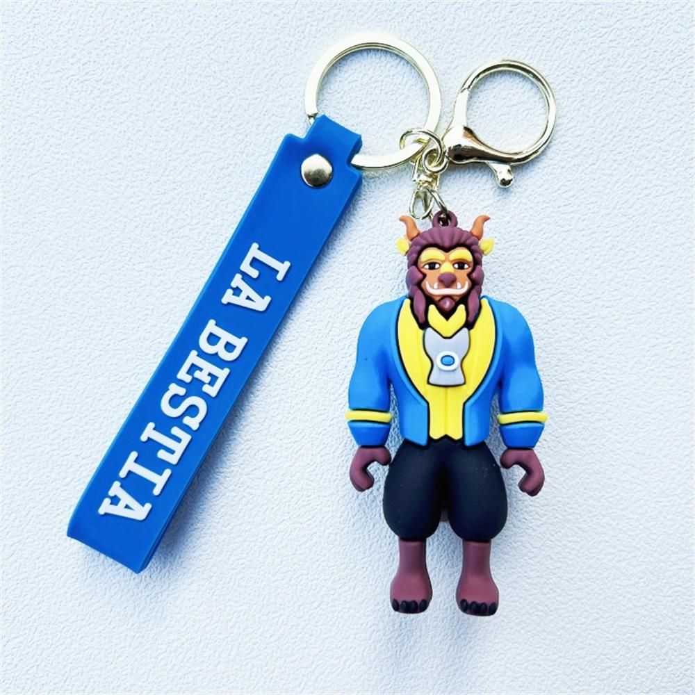 Creative Cartoon Beauty and Beast Key chain cute cartoon Princess Labelle Prince couple bag key pendant