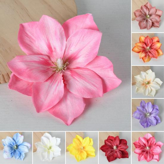 2 Pcs Artificial Lotus Flower Head Small Realistic Clematis Flowers for DIY Wedding