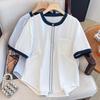 2026 Summer Korean High-End Color Block Loose Plus Size Cotton Short Sleeve Women's Shirt