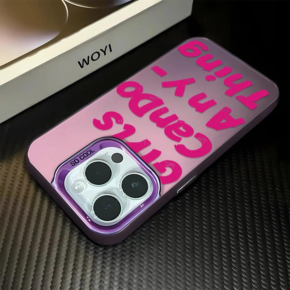 Rose Red English Letters Phone Case For lPhone 17 16Pro Max 15 14 13 12 11 Shockproof Bumper CoverCase Funda 16 Pro 15 14 Case