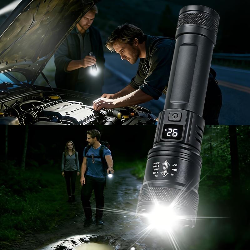 High Strong Power Led Flashlights 1000LM Tactical Torch with Display Light USB C Charging Camping Fishing Defensa Zoom Lantern