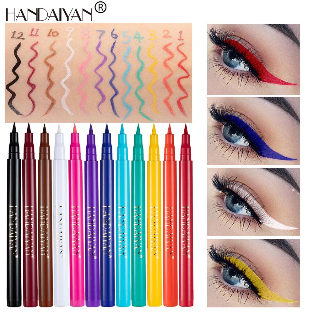 Handaiyan 12-teiliges schnelltrocknendes, wischfestes mattes farbiges Flüssig-Eyeliner-Set