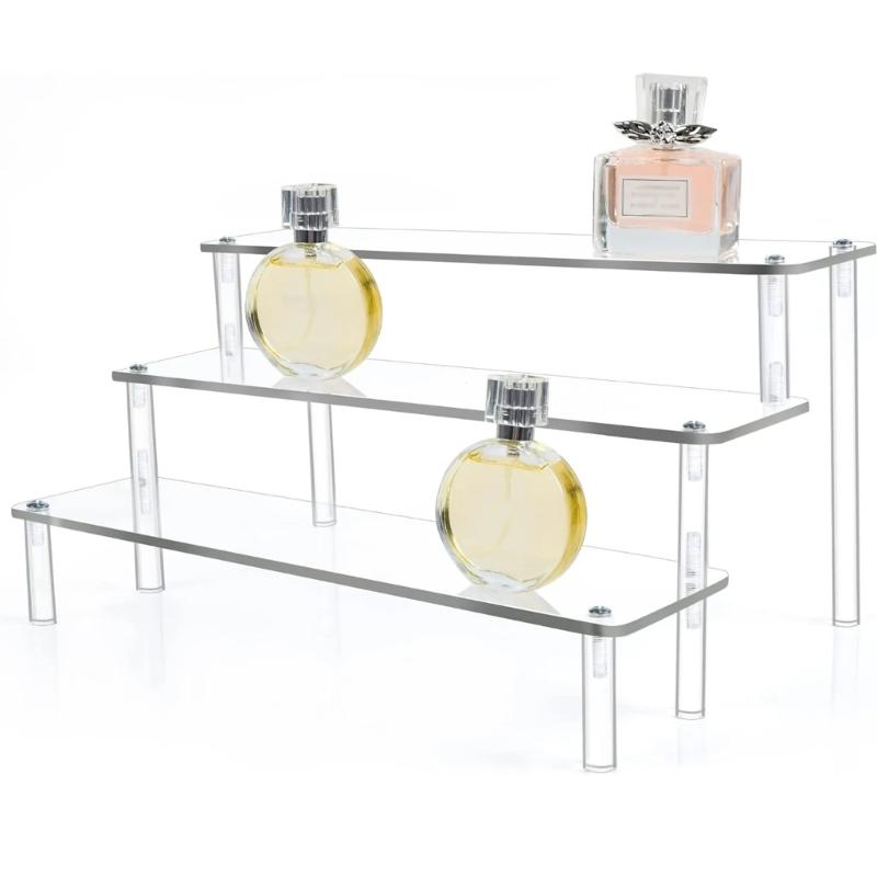 Multi Purpose Storage Rack Thickened Acrylic Step Organiser For Dessert Display Cosmetic Storage Space Saving Stand
