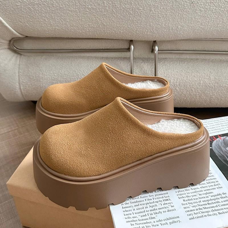 

Модные женские теплые хлопковые мюли, ретро тапочки на толстой подошве и высоком каблуке, слипоны с закрытым носком, удобные уличные тапочки для ленивого отдыха 40